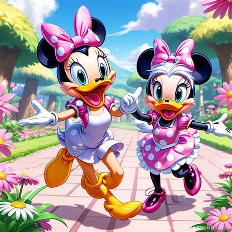 Daisy Duck's Playful Moment with Minnie Mouse | Stable Diffusion Online