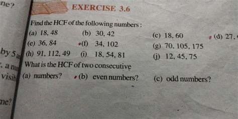 Exercise Find The Hcf Of The Following Numbers A B