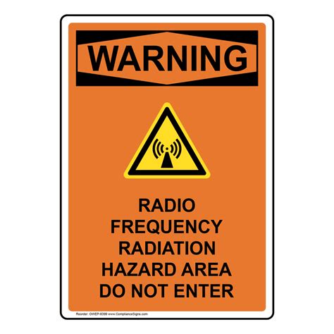 Portrait OSHA Radio Frequency Radiation Sign With Symbol OWEP 8399