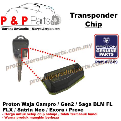 Transponder Immobilizer Chip Remote Car Key Kunci Proton Gen 2 Waja