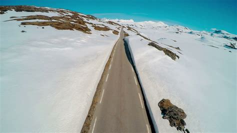 Mountain Road In Norway With High Snow Wall Stock Footage SBV-302439397 - Storyblocks