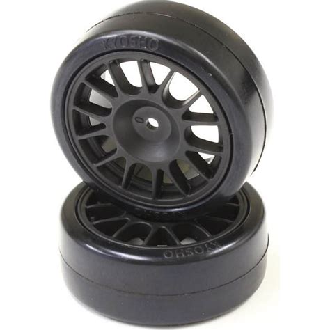 Kyosho DRIFT FRONT PRE GLUED TYRES FAZER 1 10 ON BLACK RIMS 2 K