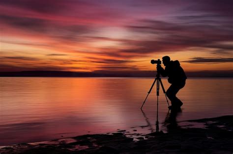 Premium AI Image | silhouette of photographer on camera