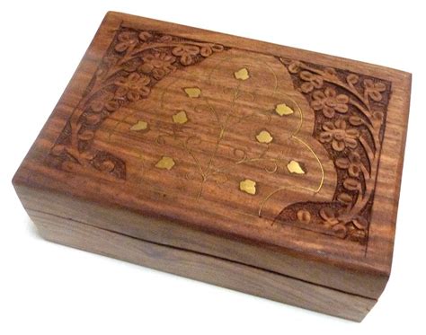 Coffret Boite Bijoux Artisanale En Bois Sculpt De L Exterieur