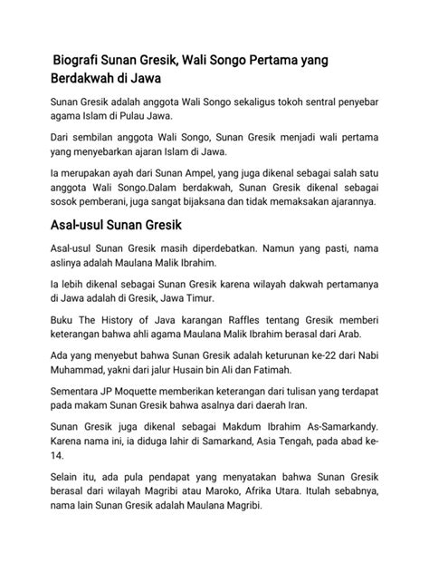 Biografi Sunan Gresik | PDF