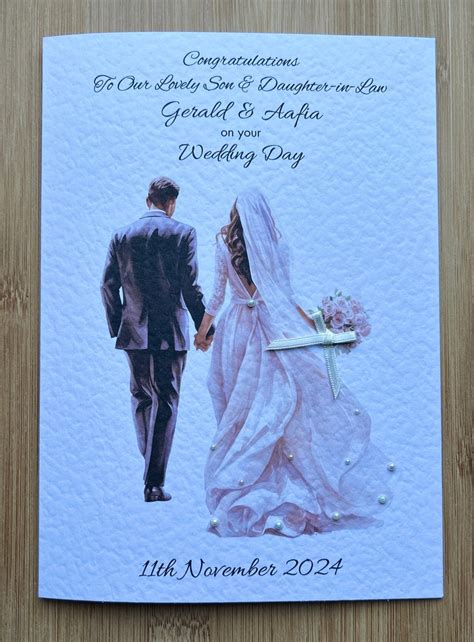 Personalised Wedding Day Card Luxury Handmade Bride And Groom Happy