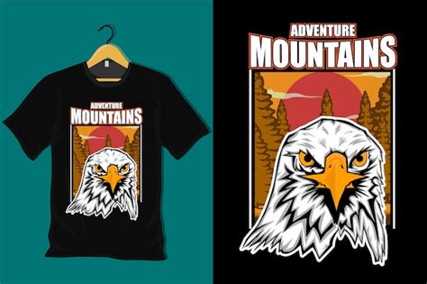 Design de camiseta vintage retrô de montanha de aventura Vetor Premium