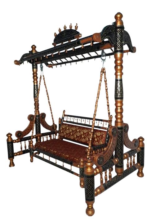 Handcrafted Wooden Jhula Swing Indoor Indian Sankheda Jhula Black