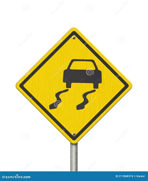 Icy Roads Yellow and Black Warning USA Highway Sign Stock Photo - Image ...