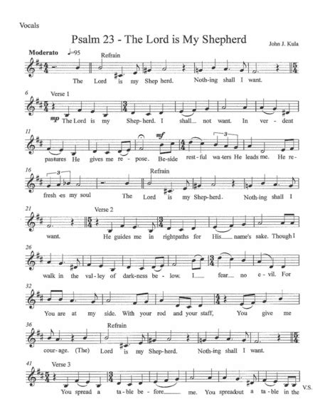 Psalm 23 The Lord Is My Shepherd By John J Kula Sheet Music For Piano And Vocal At Sheet Music