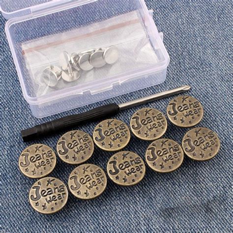 10pcs Replacement Jeans Buttons Removable Pants Pins Portable Repair