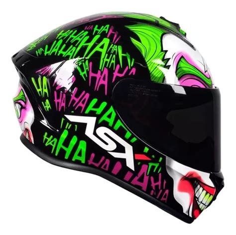 Casco Draken Joker De Asx Negro Brillante Y Casco Con Visera Ahumada