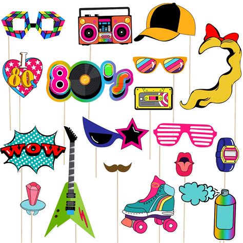 Buy Bestoyard 80s Retro Party Photo Booth Props Birthday Photo Booth