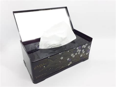 Black Floral Pattern Tissue Box Cosmetics in White Isolated Background ...