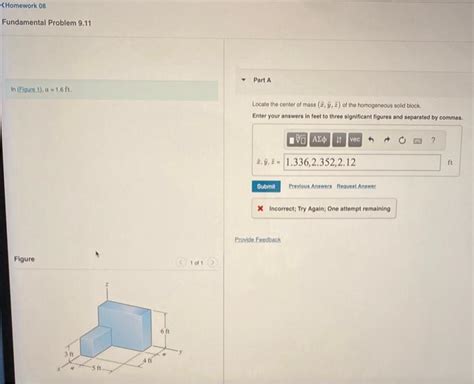 Solved A 1 6ft Locate The Center Of Mass X Y Z Of The Chegg