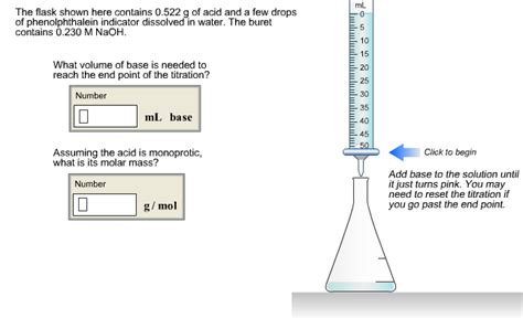 Solved The Flask Shown Here Contains 0 522 G Of Acid And A Chegg