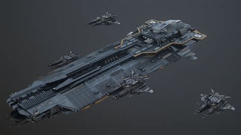 Sci Fi Mothership Space Carrier 3D Model 199 Blend 3ds Dae Fbx