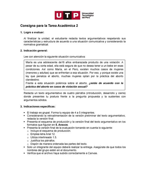 GC N04I Consigna TA 2 21C2A 1 Consigna para la Tarea Académica 2