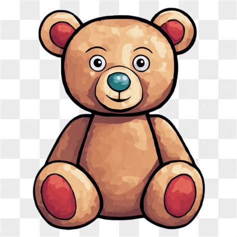 Download Brown Teddy Bear With Blue Eyes And Red Nose Cartoons Online