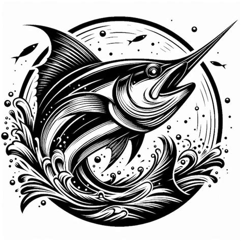 Black Sea Bass Silhouette Line Art Vector Illustration On White