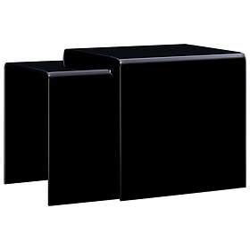 VidaXL Nesting Coffee Tables 2 Pcs Black 42x42x41 5 Cm Tempered Glass