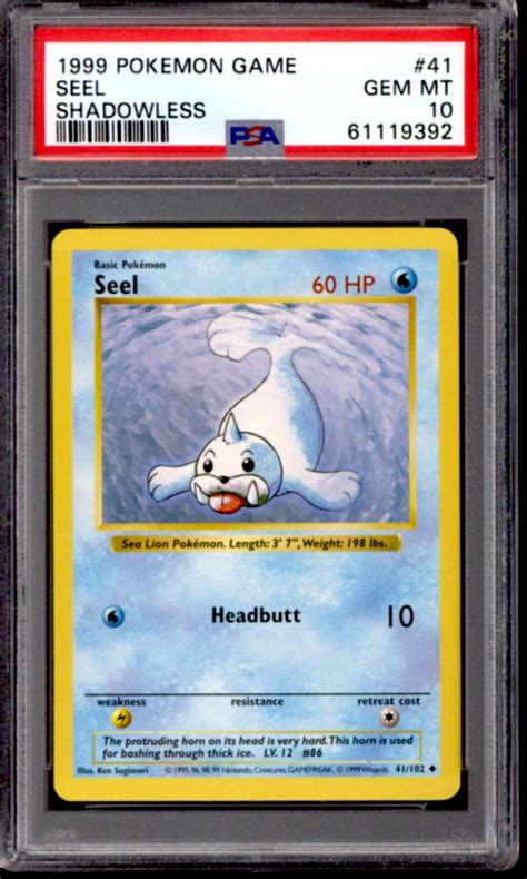 Pokemon Base Set Shadowless Seel 41 102 PSA 10 GEM MINT DA Card World