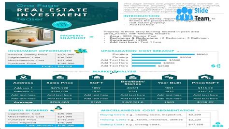 One Page Real Estate Investment Teaser Presentation Report Infographic Ppt Pdf Document Youtube