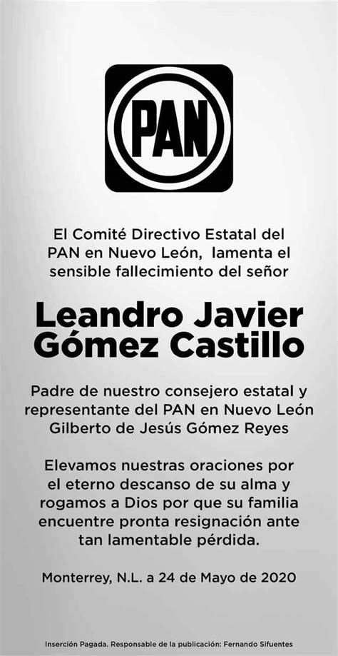 Se Or Leandro Javier G Mez Castilllo Obituario Esquela