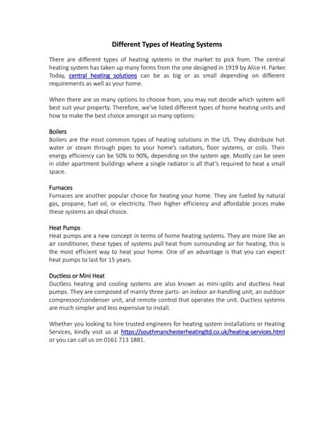 Different Types of Heating Systems by Ian Beswick - Issuu