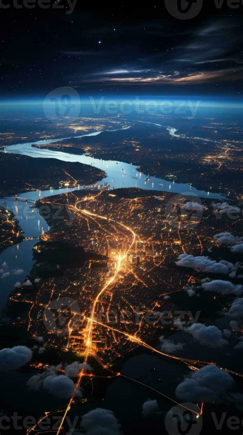 City Lights at Night A Satellite View of Earth AI Generated 29982669 Stock Photo at Vecteezy