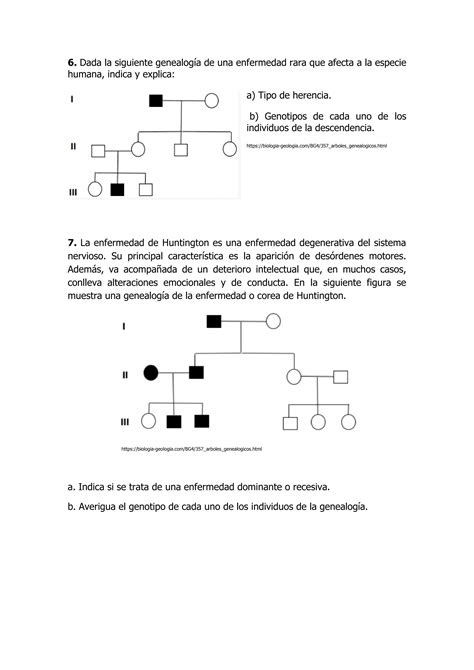 PROBLEMAS DE GENÉTICA CON ÁRBOLES GENEALÓGICOS pdf