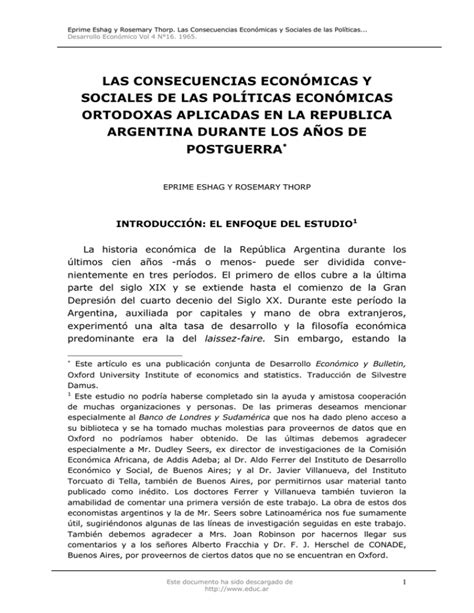 Las Consecuencias Económicas Y Sociales De Las Políticas