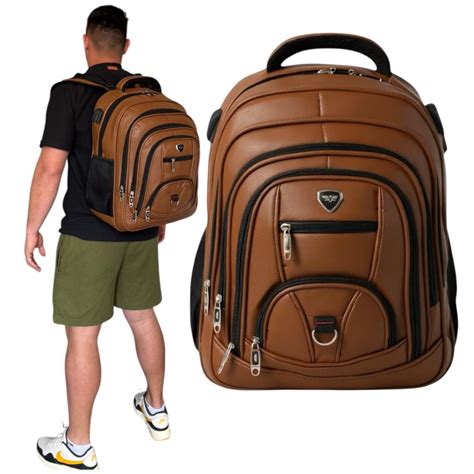 Mochila Masculina Reforçada Impermeável - Mochila Masculina Reforçada Notebook Couro Grande Impermeável | Shopee ...
