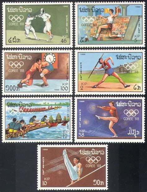 Laos 1988 Jeux Olympiques Jeux Olympiques Sports Escrime Aviron Lutte Lot 7v B8463 Eur 9 86