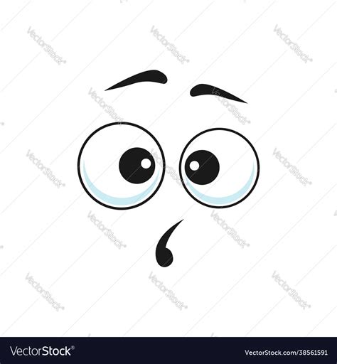 Surprised cartoon face curious funny emoji Vector Image