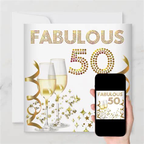 50 Fabulous Gold Champagne Birthday Party Invitation Zazzle