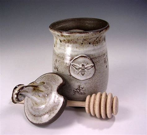 Ceramic Honey Dipper Pot Bee Pottery Honey Jar Stoneware Etsy