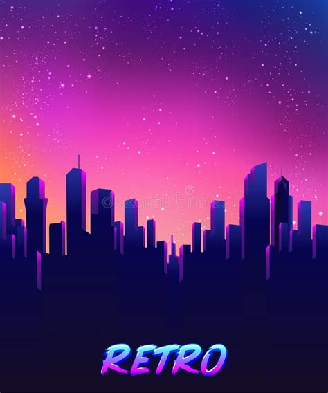 Retro Futurism Vector Futuristic Synth Wave Illustration 80s Retro