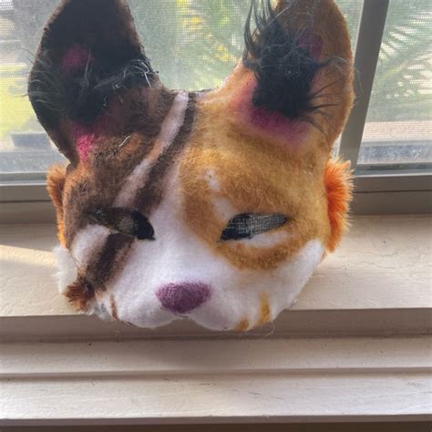 Orange Fluffy Therian Cat Mask Etsy