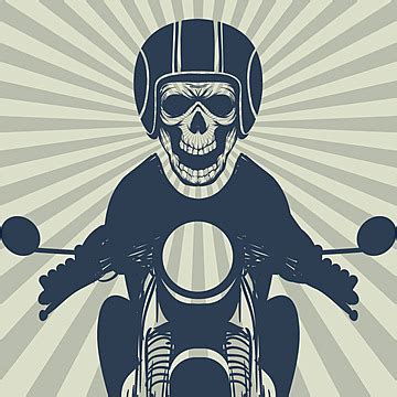 Vintage Biker Skull Emblem Clip Art Old Banner Vector Clip Art Old