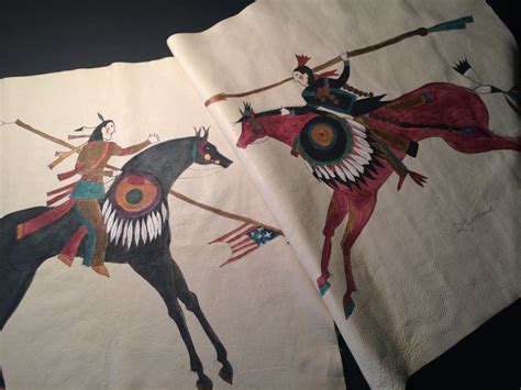 Native American Horse Paintings on White Paper