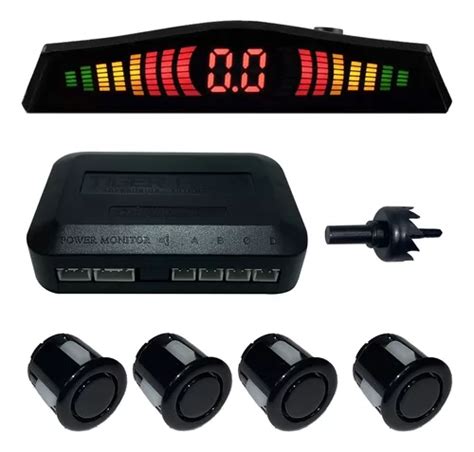 Sensor Estacionamento Ré Display Visor Led Preto 4 Pontos