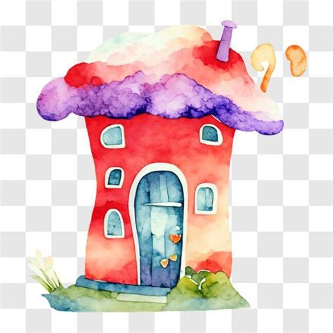 Download Whimsical Watercolor House PNG Online - Creative Fabrica