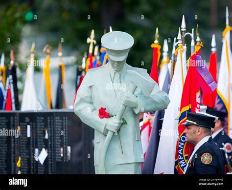 A Member Of The Pompano Beach Fla Honor Guard Stands To Attention As