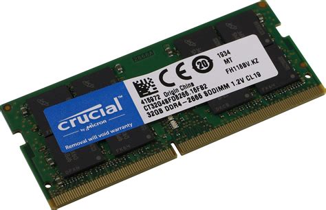 Модуль памяти SO DIMM Crucial DDR4 32GB 2666MHz CT32G4SFD8266 купить