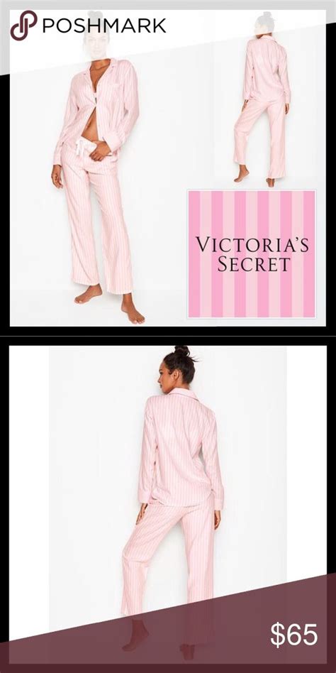 Victorias Secret The Flannel Pajamas Pink And White Clothes Design