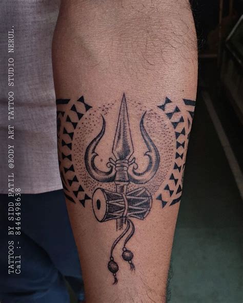 Trishul With Band Tattoo Band Tattoo Tattoos Trishul Tattoo Designs