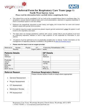 Fillable Online Virgincare Co Respiratory Care Team Referral Form