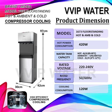 MIDEA Bottle Type FloorStanding Water Dispenser Hot Warm Cold Model Compressor Cooling
