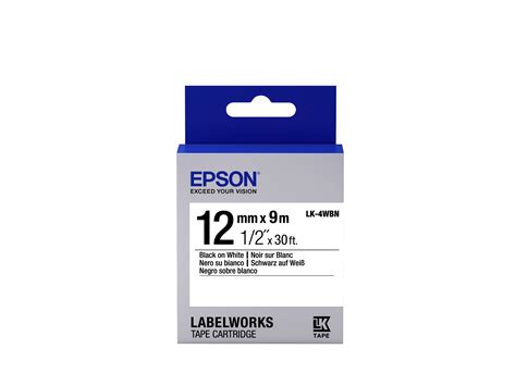 Epson Label Cartridge Standard LK 4WBN Black White 12mm 9m